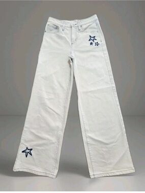 Epic Threads White Wide-Leg Jeans with Navy Star Accents